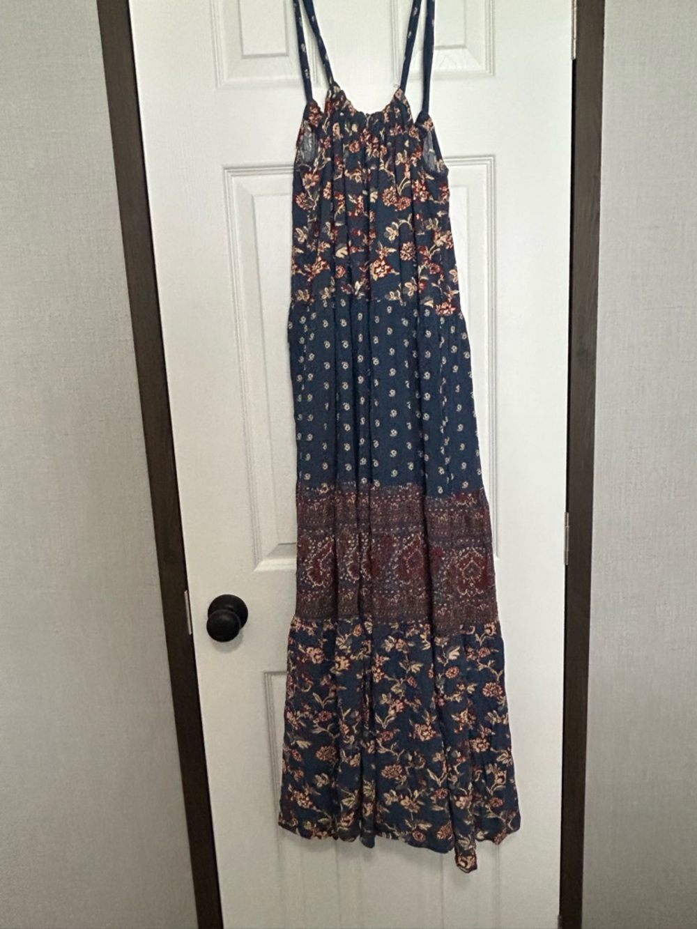 Wonderly Navy Floral Tiered Maxi dress